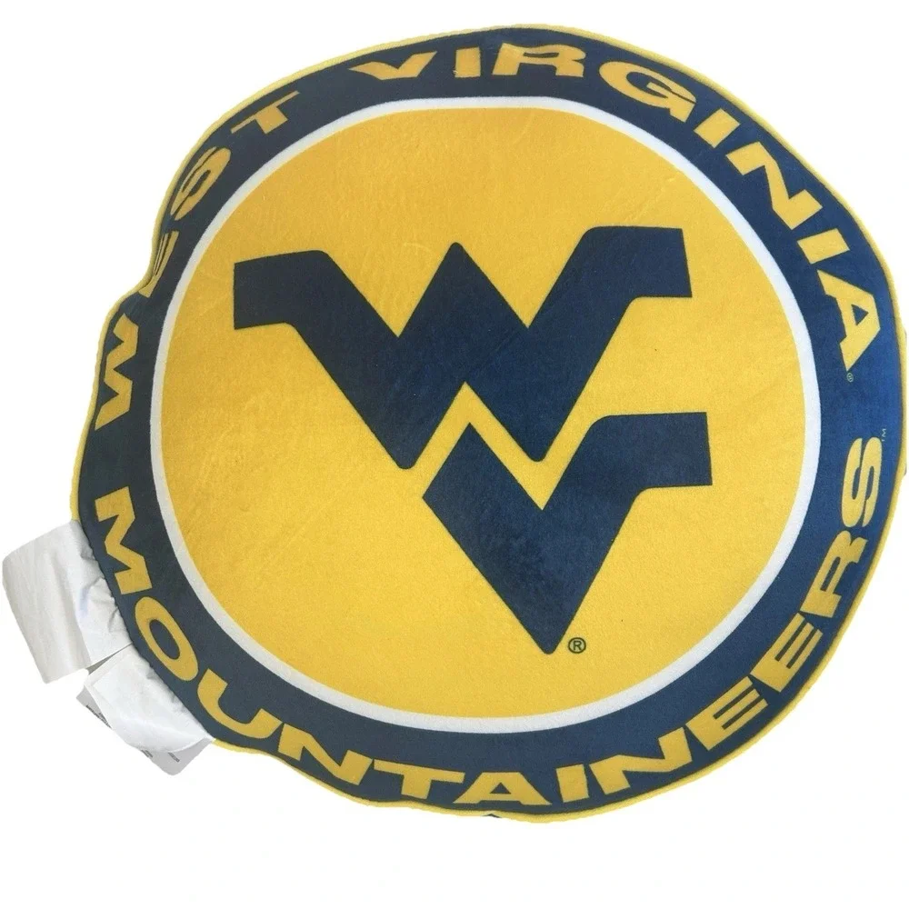 west virginia mountaineers Logo 2 Sided Round Cloud Travel Pillow NEW (FLAW)
